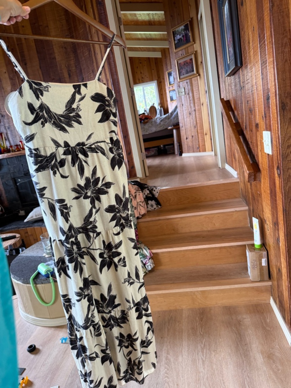 Monteau Cream Dress with Black Floral Print